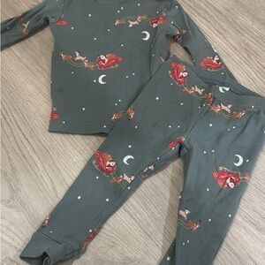 Carter's Green Pajama Set with Santa and Reindeer